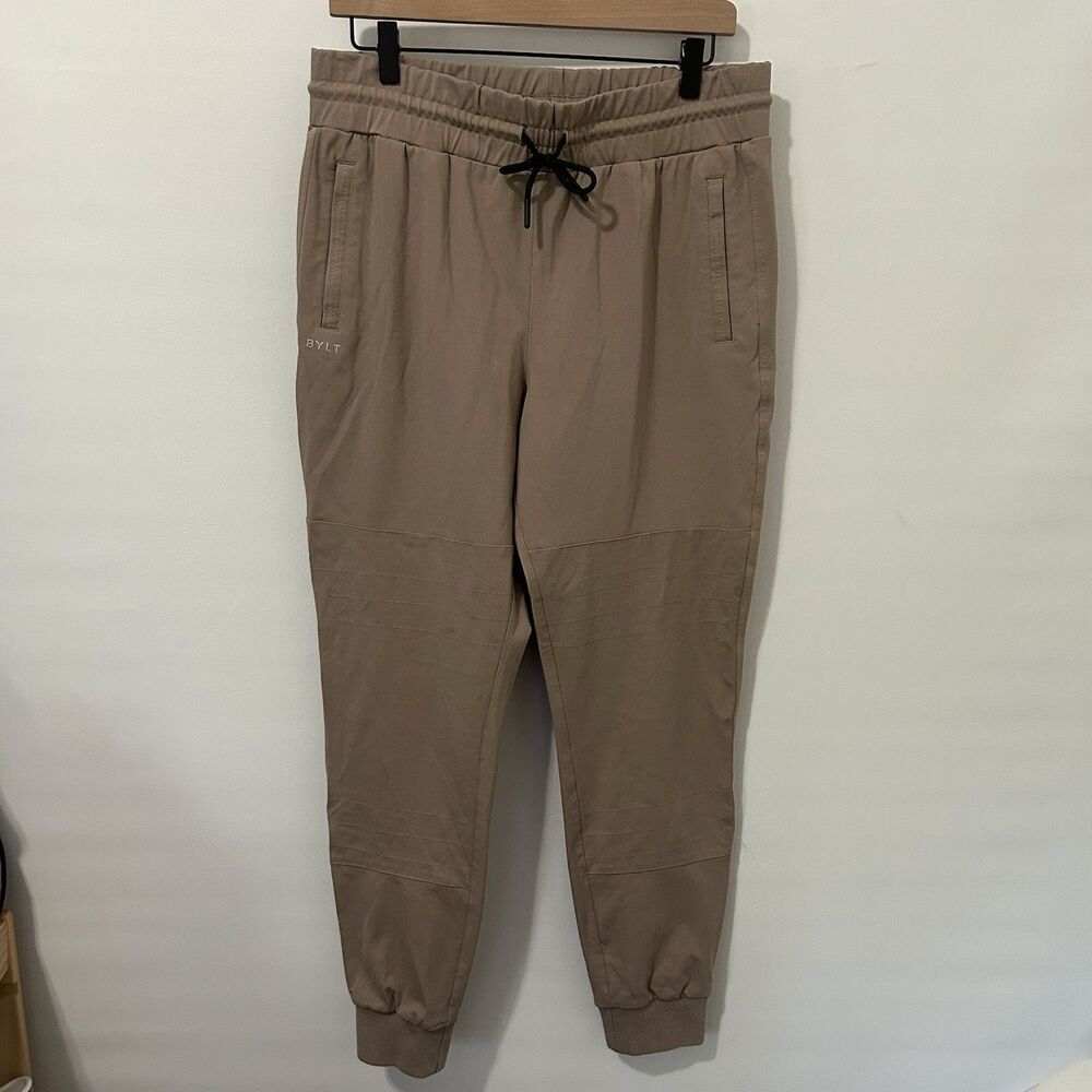 Bylt Elite+ Women's Joggers Large Tan  Sweatpants Activewear Tapered Athleisure